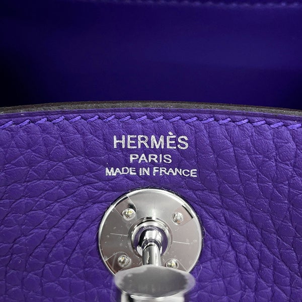 エルメス ハンドバッグ リンディ ミニ パープル/シルバー金具 トリヨンクレマンス G刻印 HERMES 2wayショルダーバッグ