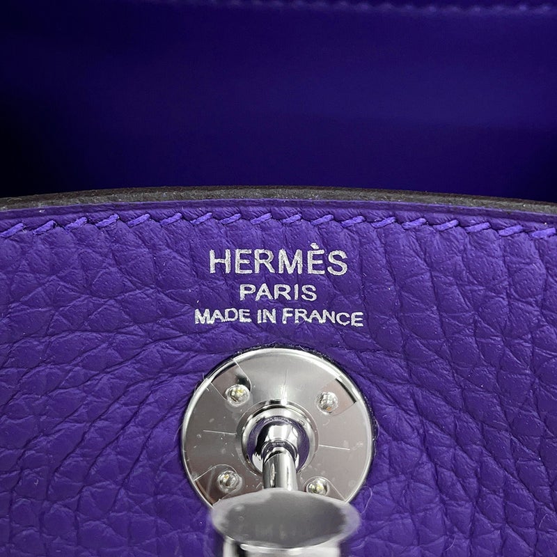 エルメス ハンドバッグ リンディ ミニ パープル/シルバー金具 トリヨンクレマンス G刻印 HERMES 2wayショルダーバッグ