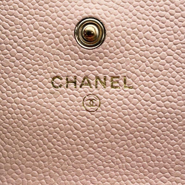 シャネル カードケース マトラッセ ココマーク キャビアスキン CHANEL 名刺入れ ピンク