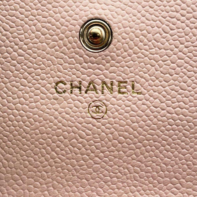 シャネル カードケース マトラッセ ココマーク キャビアスキン CHANEL 名刺入れ ピンク