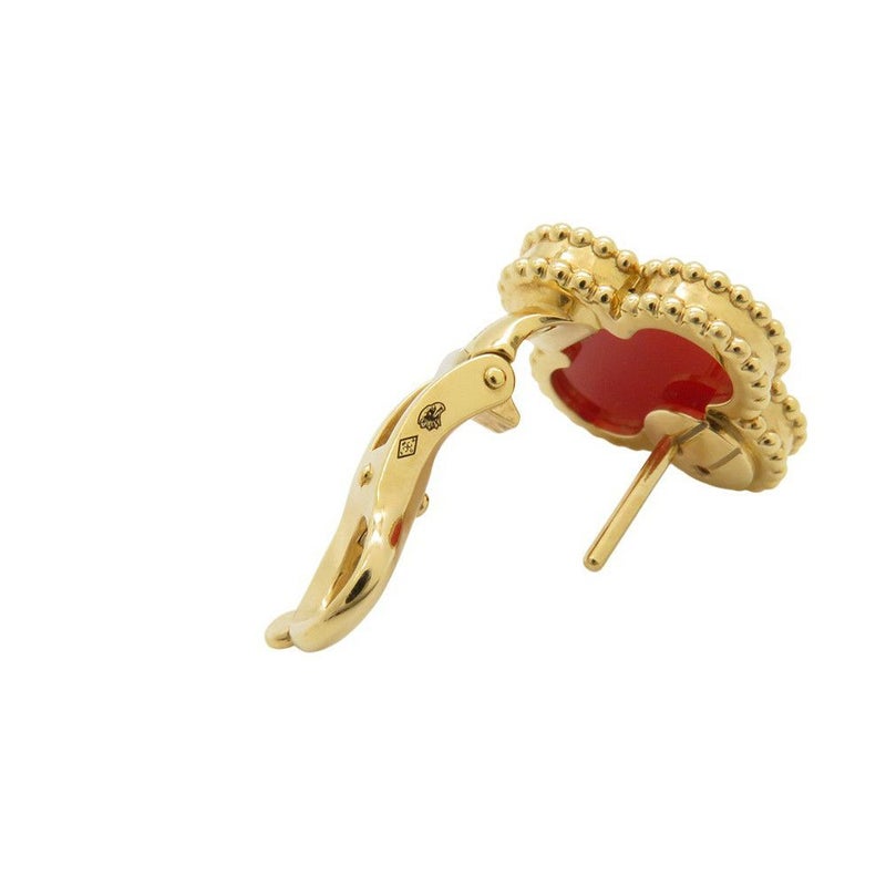 ヴァンクリーフ&アーペル ピアス ヴィンテージ アルハンブラ イヤリング カーネリアン K18YG VCARD40400