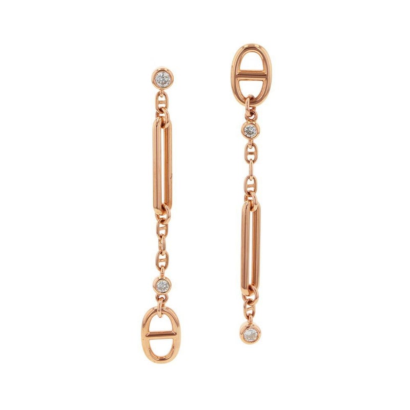 エルメス ピアス シェーヌ ダンクル カオス ダイヤモンド 4P 0.33ct K18PGピンクゴールド HERMES ジュエリー