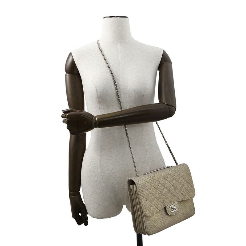 シャネル チェーンショルダーバッグ マトラッセ ココマーク パイソン A68204 CHANEL