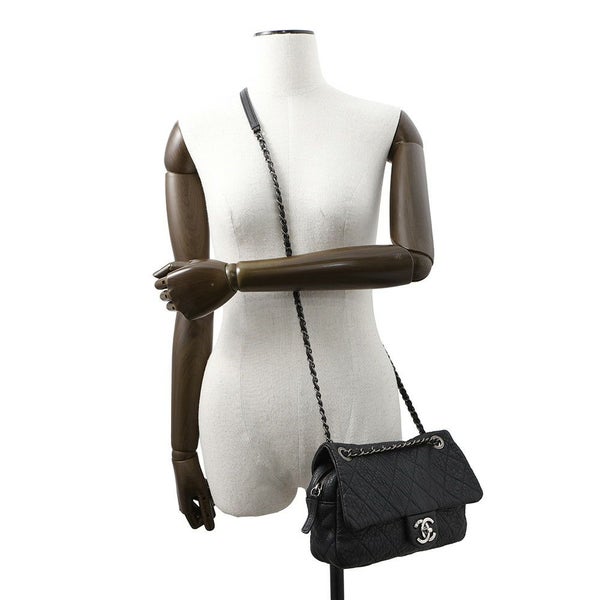 シャネル チェーンショルダーバッグ マトラッセ ココマーク レザー CHANEL 黒