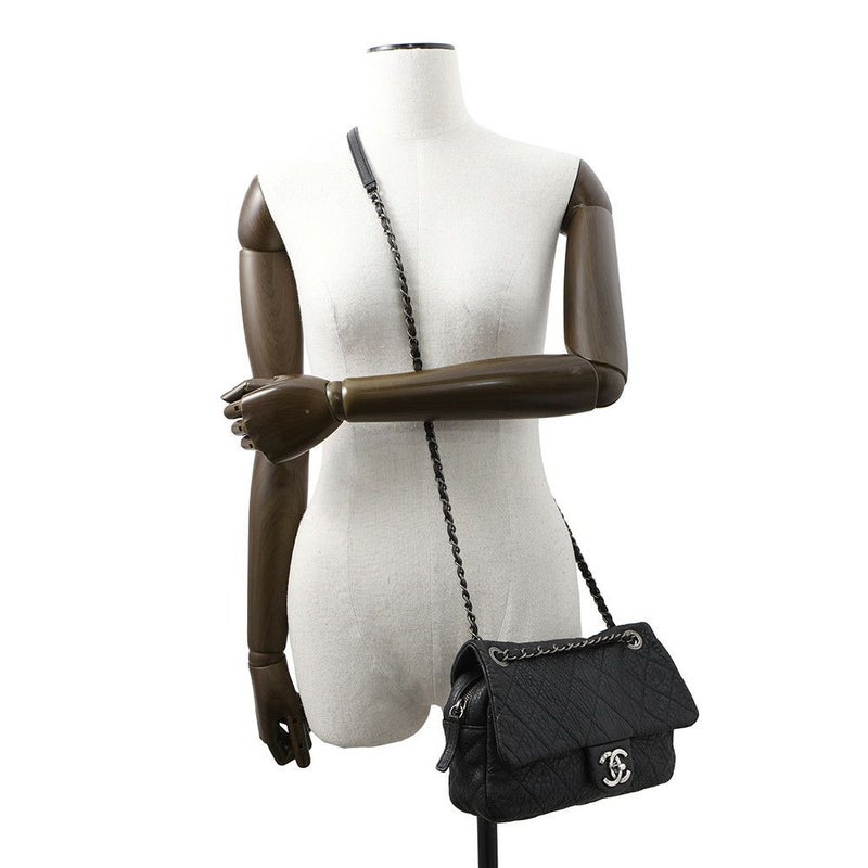 シャネル チェーンショルダーバッグ マトラッセ ココマーク レザー CHANEL 黒