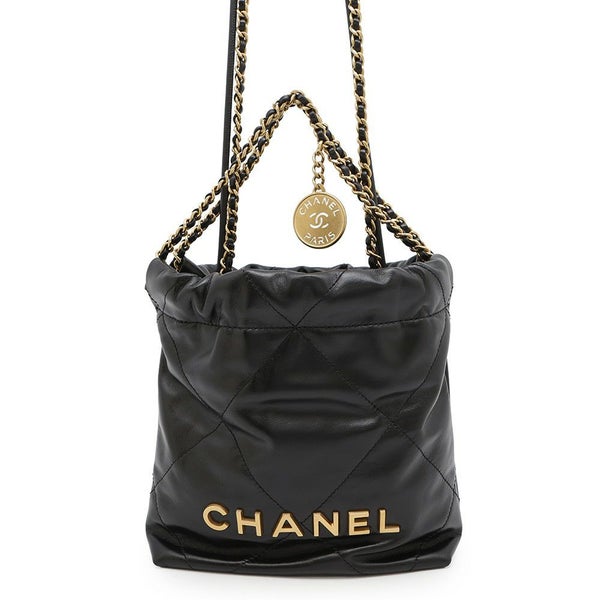 シャネル ハンドバッグ CHANEL 22 ミニ ココマーク シャイニーカーフレザー AS3980 CHANEL 2way 黒