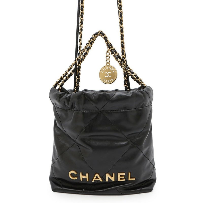 シャネル ハンドバッグ CHANEL 22 ミニ ココマーク シャイニーカーフレザー AS3980 CHANEL 2way 黒