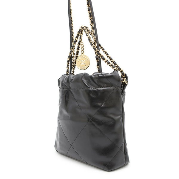 シャネル ハンドバッグ CHANEL 22 ミニ ココマーク シャイニーカーフレザー AS3980 CHANEL 2way 黒
