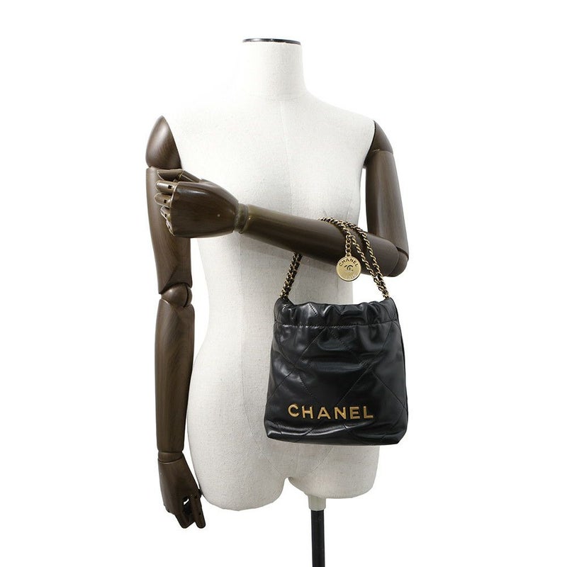 シャネル ハンドバッグ CHANEL 22 ミニ ココマーク シャイニーカーフレザー AS3980 CHANEL 2way 黒