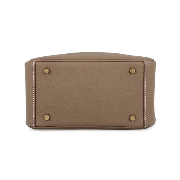 エルメス ハンドバッグ リンディ ミニ エトゥープ/ゴールド金具 トリヨンクレマンス G刻印 HERMES 2wayショルダーバッグ
