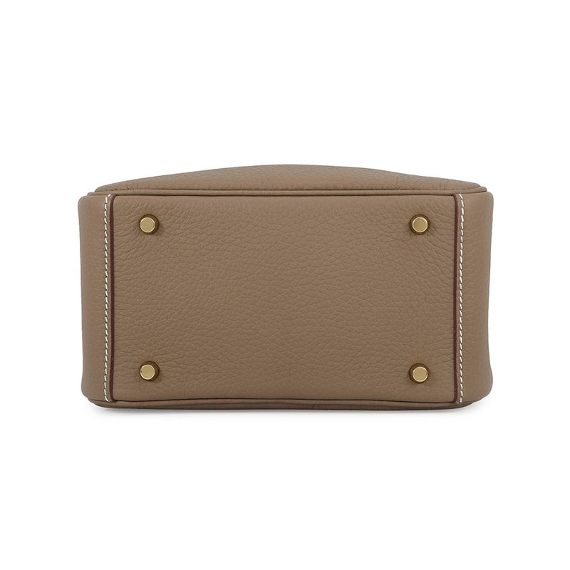 エルメス ハンドバッグ リンディ ミニ エトゥープ/ゴールド金具 トリヨンクレマンス G刻印 HERMES 2wayショルダーバッグ