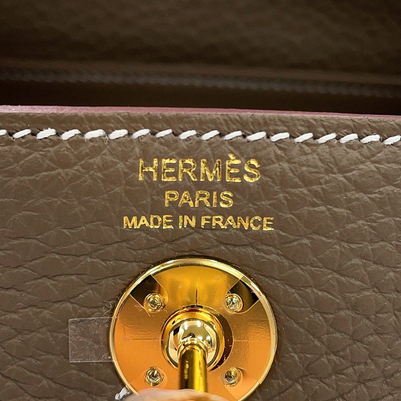 エルメス ハンドバッグ リンディ ミニ エトゥープ/ゴールド金具 トリヨンクレマンス G刻印 HERMES 2wayショルダーバッグ