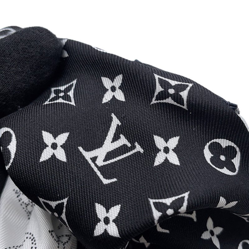 ルイヴィトン シュシュ LV ブルーム シルク M96662 LOUIS VUITTON ヘアアクセサリー 黒 白