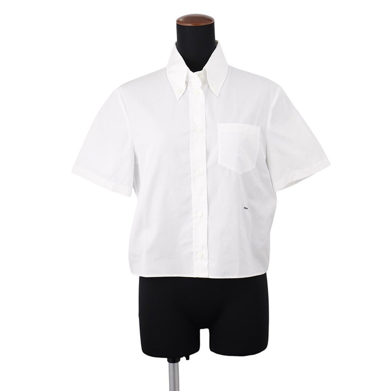 プラダ シャツ 半袖 ポプリン ロゴ レディースサイズ40 P477IR P477IR PRADA トップス 白