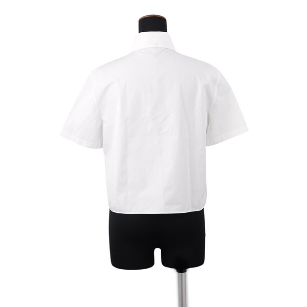プラダ シャツ 半袖 ポプリン ロゴ レディースサイズ40 P477IR P477IR PRADA トップス 白