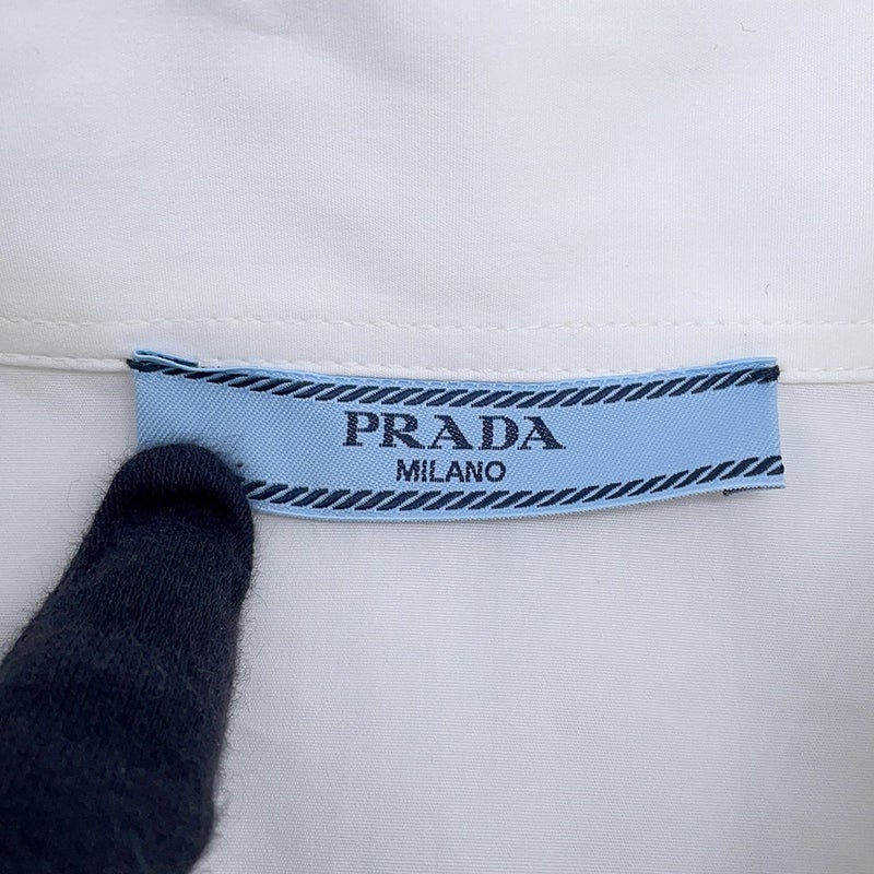 プラダ シャツ 半袖 ポプリン ロゴ レディースサイズ40 P477IR P477IR PRADA トップス 白