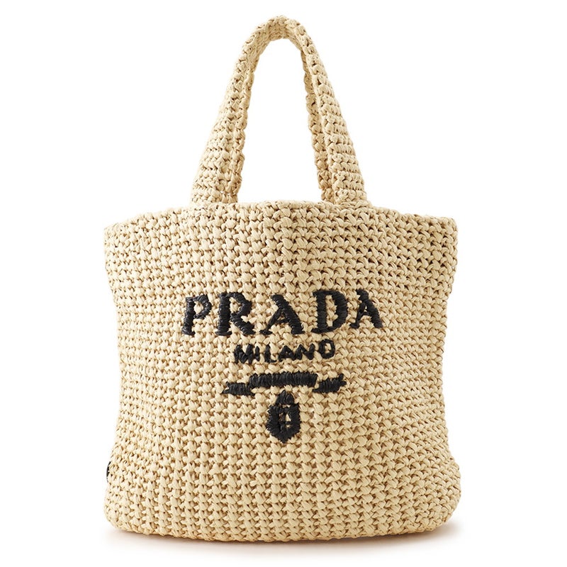 プラダ トートバッグ ロゴ クロシェ スモール ラフィア 1BG422 PRADA