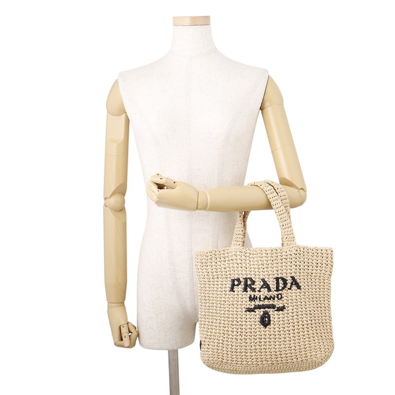 プラダ トートバッグ ロゴ クロシェ スモール ラフィア 1BG422 PRADA