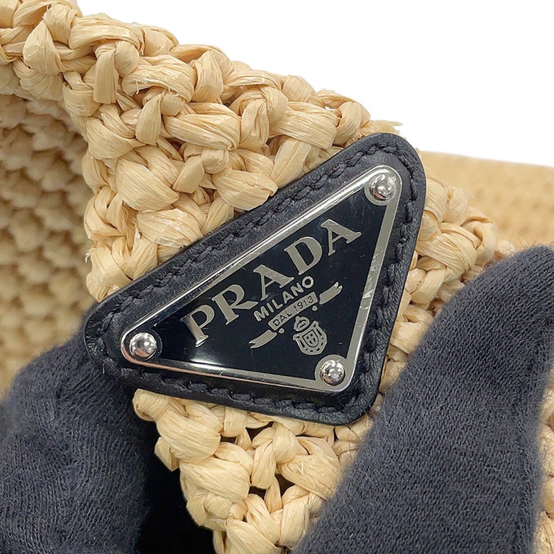 プラダ トートバッグ ロゴ クロシェ スモール ラフィア 1BG422 PRADA