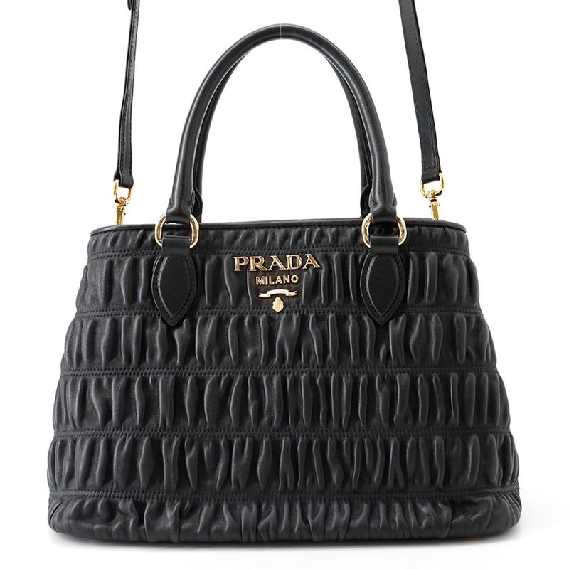 プラダ ハンドバッグ ギャザー ナッパゴーフル 1BA173 PRADA 2way 黒