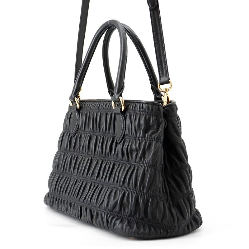 プラダ ハンドバッグ ギャザー ナッパゴーフル 1BA173 PRADA 2way 黒