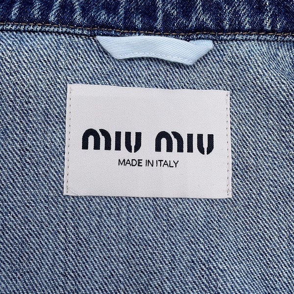 ミュウミュウ ジャケット デニム ロゴ ノーカラー レディースサイズ36 GWB194 S000 139G Miu Miu アウター