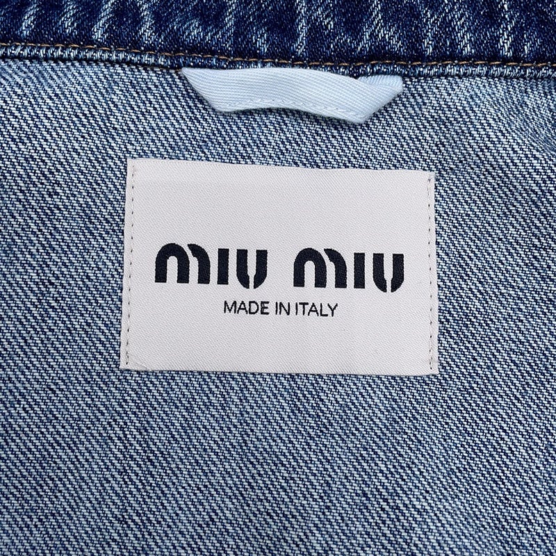 ミュウミュウ ジャケット デニム ロゴ ノーカラー レディースサイズ36 GWB194 S000 139G Miu Miu アウター