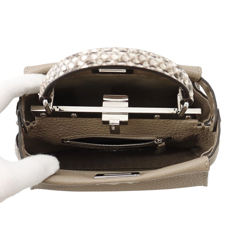 フェンディ ハンドバッグ ミニ ピーカブー セレリア カーフレザー パイソン 8BN244 FENDI 2way
