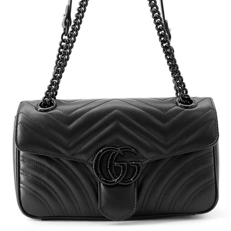 グッチ チェーンショルダーバッグ GGマーモント キルティング スモール レザー 443497 GUCCI 黒