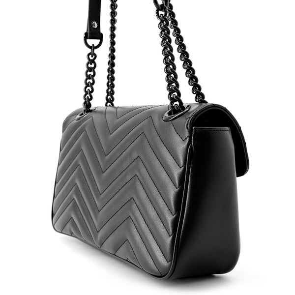 グッチ チェーンショルダーバッグ GGマーモント キルティング スモール レザー 443497 GUCCI 黒