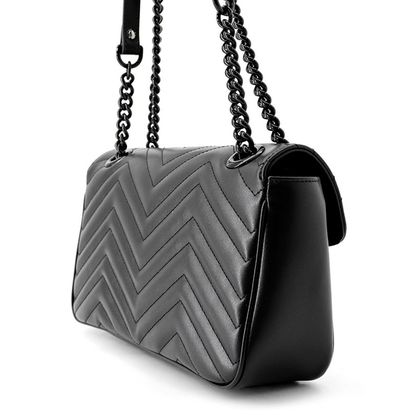グッチ チェーンショルダーバッグ GGマーモント キルティング スモール レザー 443497 GUCCI 黒