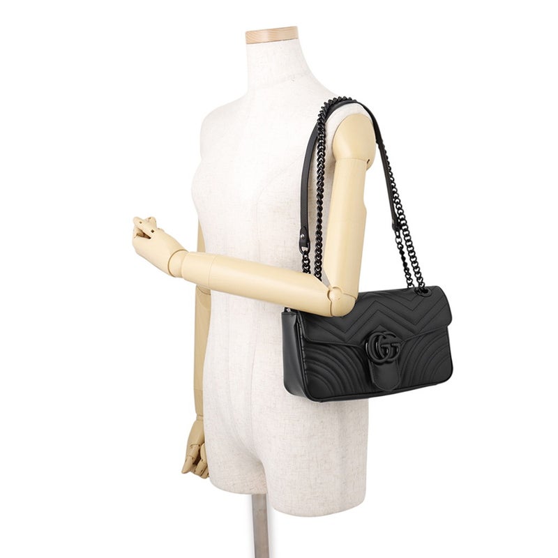 グッチ チェーンショルダーバッグ GGマーモント キルティング スモール レザー 443497 GUCCI 黒
