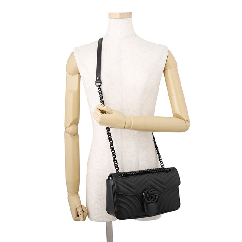 グッチ チェーンショルダーバッグ GGマーモント キルティング スモール レザー 443497 GUCCI 黒