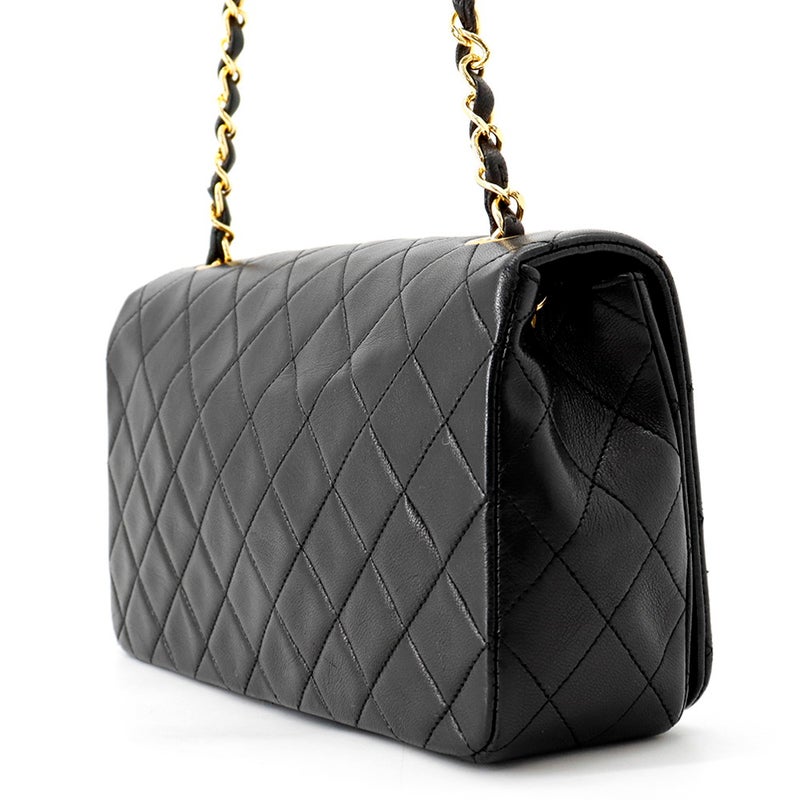 シャネル チェーンショルダーバッグ マトラッセ ココマーク フルフラップ ラムスキン A02500 CHANEL 黒
