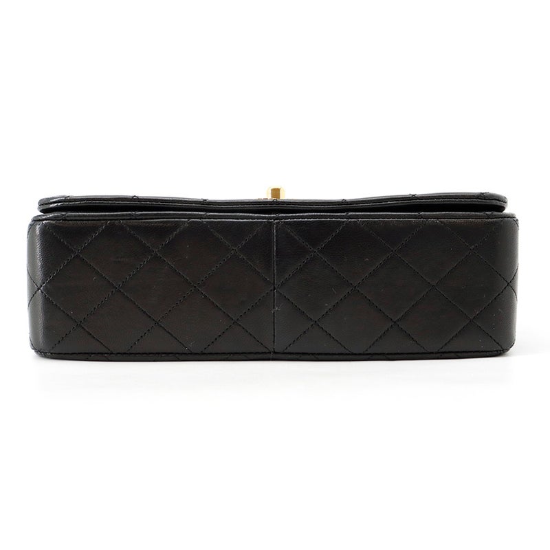 シャネル チェーンショルダーバッグ マトラッセ ココマーク フルフラップ ラムスキン A02500 CHANEL 黒