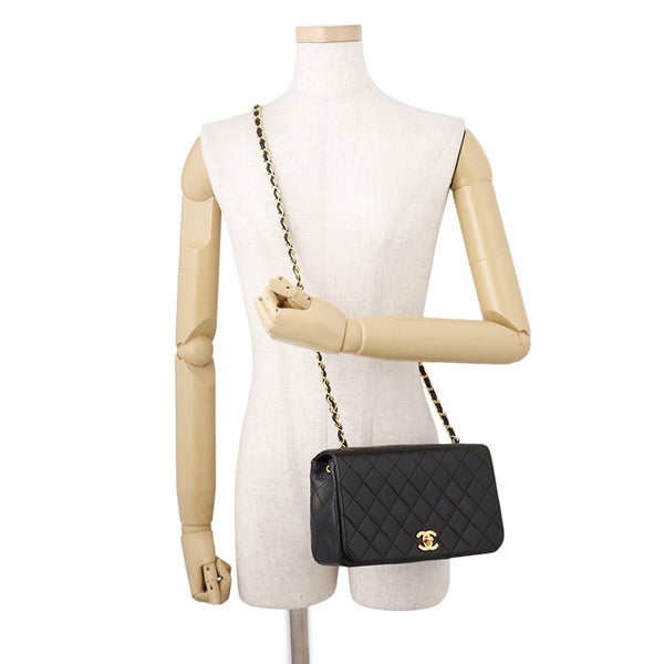 シャネル チェーンショルダーバッグ マトラッセ ココマーク フルフラップ ラムスキン A02500 CHANEL 黒