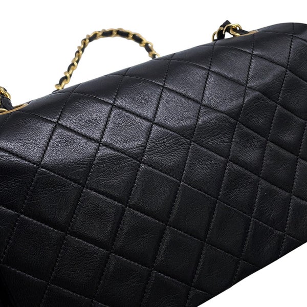 シャネル チェーンショルダーバッグ マトラッセ ココマーク フルフラップ ラムスキン A02500 CHANEL 黒