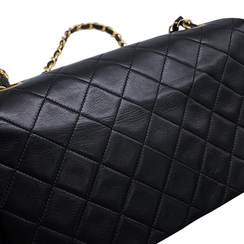 シャネル チェーンショルダーバッグ マトラッセ ココマーク フルフラップ ラムスキン A02500 CHANEL 黒