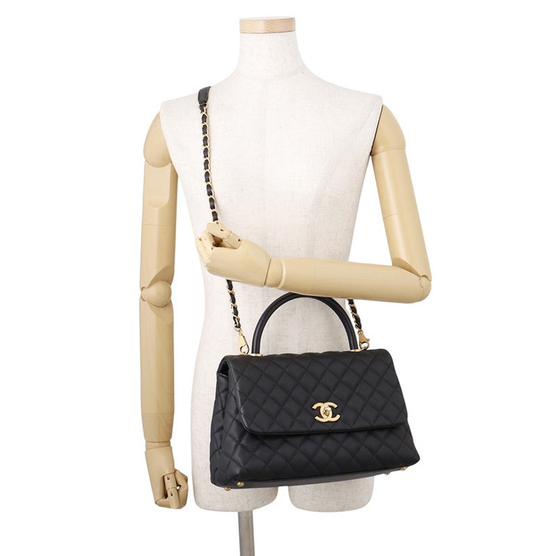 シャネル ハンドバッグ マトラッセ ココマーク ココハンドル フラップ キャビアスキン A92991 CHANEL ２wayショルダー 黒