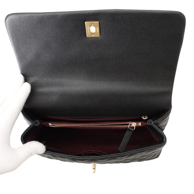 シャネル ハンドバッグ マトラッセ ココマーク ココハンドル フラップ キャビアスキン A92991 CHANEL ２wayショルダー 黒