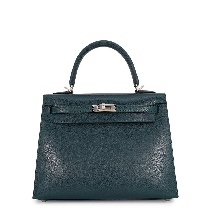 エルメス ハンドバッグ ケリー25 外縫い ヴェールシプレ/シルバー金具 シェブルシャムキラ G刻印 HERMES Kelly 2wayバッグ