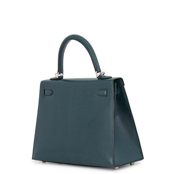 エルメス ハンドバッグ ケリー25 外縫い ヴェールシプレ/シルバー金具 シェブルシャムキラ G刻印 HERMES Kelly 2wayバッグ