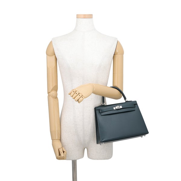 エルメス ハンドバッグ ケリー25 外縫い ヴェールシプレ/シルバー金具 シェブルシャムキラ G刻印 HERMES Kelly 2wayバッグ