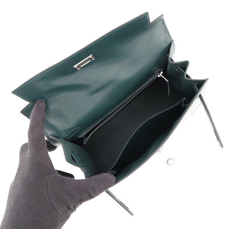 エルメス ハンドバッグ ケリー25 外縫い ヴェールシプレ/シルバー金具 シェブルシャムキラ G刻印 HERMES Kelly 2wayバッグ