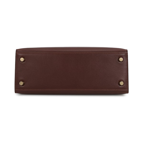 エルメス ハンドバッグ ケリー25 外縫い モカ/シャンパンゴールド金具 ボックスカーフ G刻印 HERMES Kelly 2wayバッグ