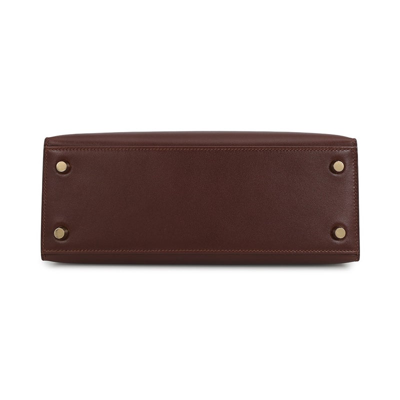 エルメス ハンドバッグ ケリー25 外縫い モカ/シャンパンゴールド金具 ボックスカーフ G刻印 HERMES Kelly 2wayバッグ