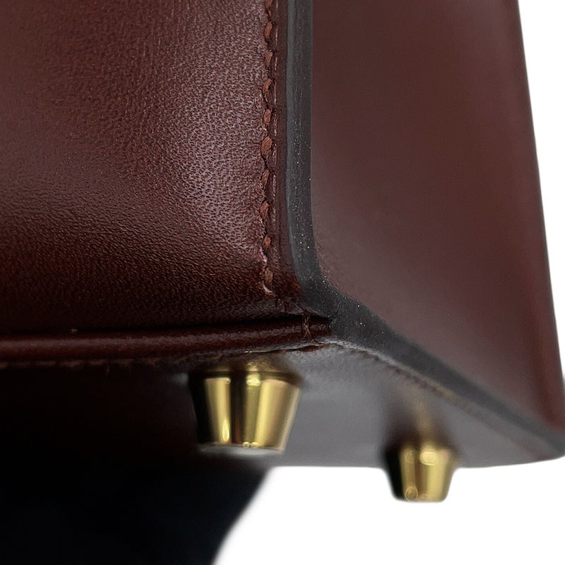エルメス ハンドバッグ ケリー25 外縫い モカ/シャンパンゴールド金具 ボックスカーフ G刻印 HERMES Kelly 2wayバッグ