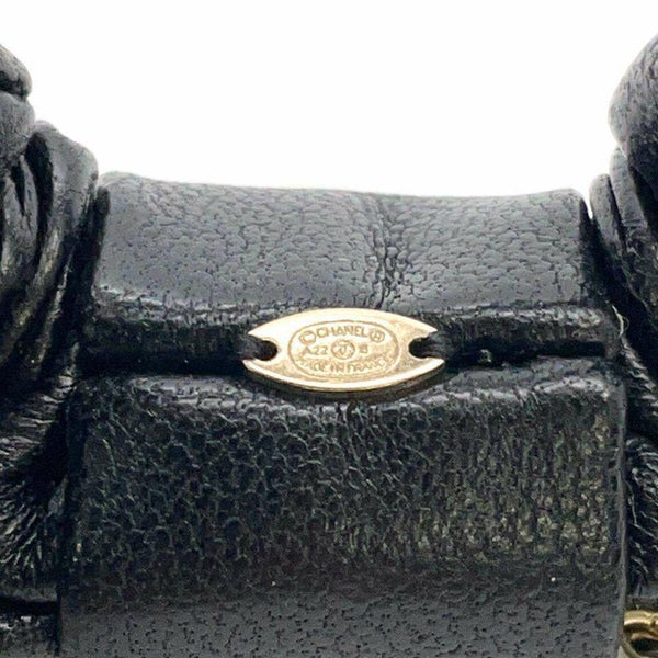 シャネル ヘアーアクセサリー ココマーク シュシュ リボン レザー CHANEL 雑貨 黒