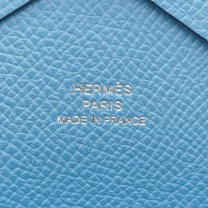 エルメス コインケース カルヴィ デュオ セレステ/シルバー金具 エプソン B刻印 財布 セレスト