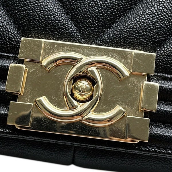 シャネル チェーンショルダーバッグ ボーイシャネル シェブロン Vステッチ ココマーク  A67086 CHANEL バッグ 黒